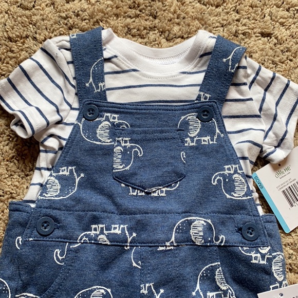 Infant boys elephant print shortall set - Picture 2 of 5